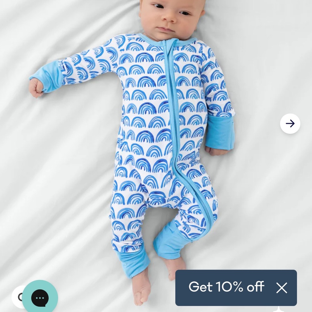 Little Sleepies Blue Rainbow Patterned Kids Footed Zippy